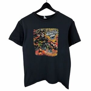 Mens Y2K Monster Jam Grave Digger Monster Truck Graphic Black Shirt Size M